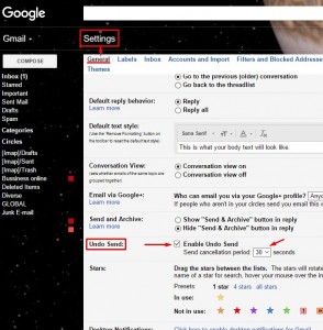 Anularea expedierii unui e-mail pe Gmail - Activarea optiunii UNDO SEND