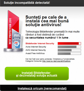 Bitdefender Antivirus Free Edition - Instalare - Sesizare incompatibilitate cu alt antivirus