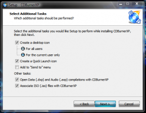 Cum sa inscriptionezi un DVD cu CDBurnerXP - Selectii instalare