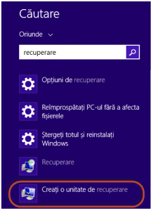 Repararea computerului cu unitatea de recuperare USB - Creatorul unitatii de recuperare in Windows 8.1